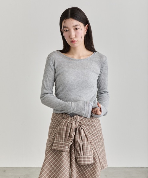 NUJOH(ヌゾ)の「Gingham Check Shirt / ギンガムチェックシャツ(シャツ/ブラウス・レディース・ネイビー/ブラウン・FREE)」の6枚目の写真