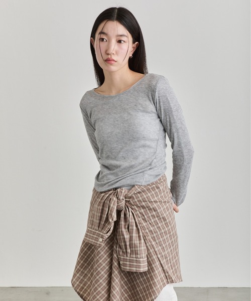NUJOH(ヌゾ)の「Gingham Check Shirt / ギンガムチェックシャツ(シャツ/ブラウス・レディース・ネイビー/ブラウン・FREE)」の8枚目の写真