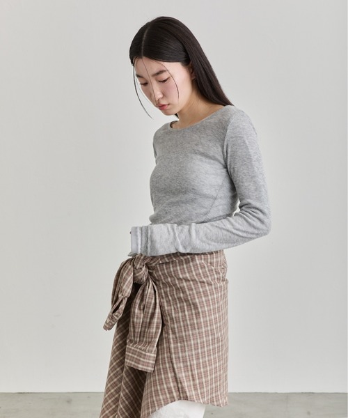 NUJOH(ヌゾ)の「Gingham Check Shirt / ギンガムチェックシャツ(シャツ/ブラウス・レディース・ネイビー/ブラウン・FREE)」の10枚目の写真