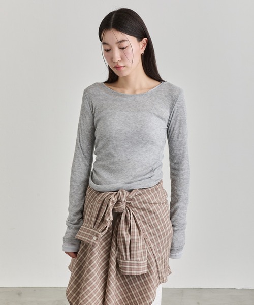 NUJOH(ヌゾ)の「Gingham Check Shirt / ギンガムチェックシャツ(シャツ/ブラウス・レディース・ネイビー/ブラウン・FREE)」の9枚目の写真