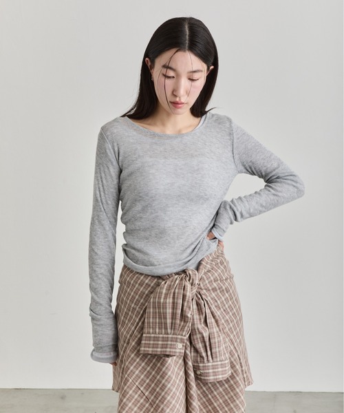 NUJOH(ヌゾ)の「Gingham Check Shirt / ギンガムチェックシャツ(シャツ/ブラウス・レディース・ネイビー/ブラウン・FREE)」の7枚目の写真