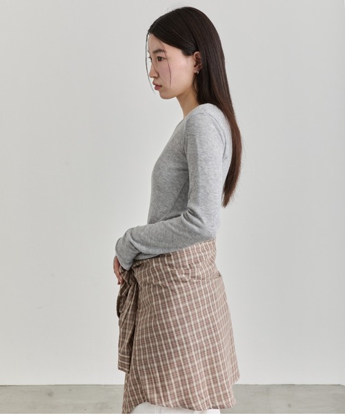 NUJOH(ヌゾ)の「Gingham Check Shirt / ギンガムチェックシャツ(シャツ/ブラウス・レディース・ネイビー/ブラウン・FREE)」の11枚目の写真