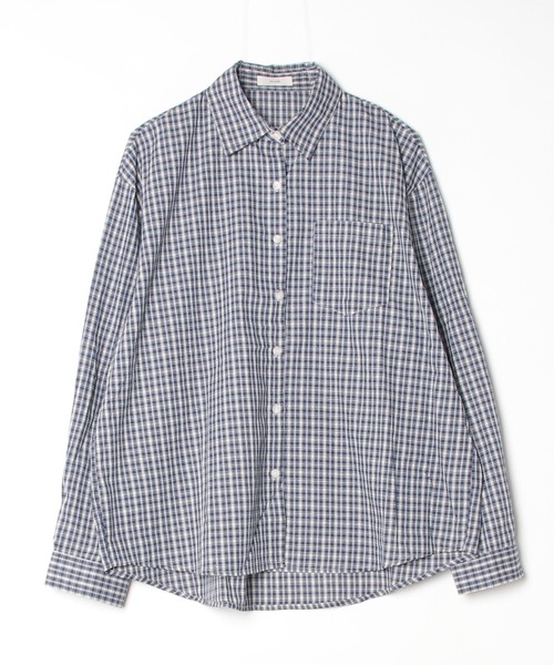 NUJOH(ヌゾ)の「Gingham Check Shirt / ギンガムチェックシャツ(シャツ/ブラウス・レディース・ネイビー/ブラウン・FREE)」の4枚目の写真
