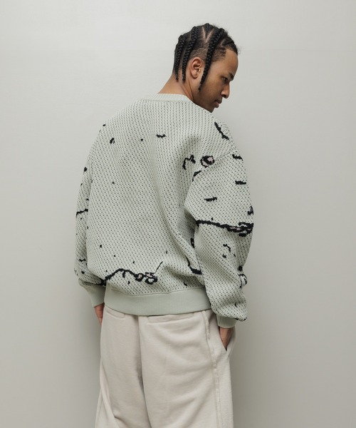 BAL（バル）の「JACQUARD PATTERN CREWNECK SWEATER（ニット/セーター・メンズ・ブラック/グリーン/ベージュ・3/2/1）」の8枚目の写真