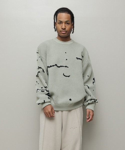 BAL（バル）の「JACQUARD PATTERN CREWNECK SWEATER（ニット/セーター・メンズ・ブラック/グリーン/ベージュ・3/2/1）」の6枚目の写真