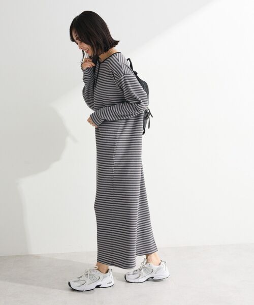 Green　Parks（グリーンパークス）の「ヘンリーネックワンピース（ワンピース・レディース・ブラック/ブルー系その他/グレー系その他4・FREE）」の6枚目の写真