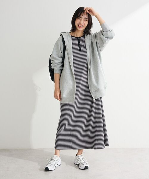 Green　Parks（グリーンパークス）の「ヘンリーネックワンピース（ワンピース・レディース・ブラック/ブルー系その他/グレー系その他4・FREE）」の9枚目の写真