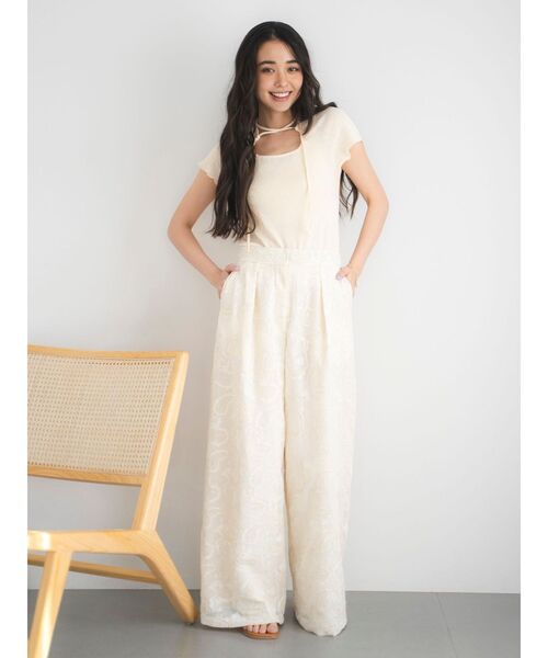 Ungrid(アングリッド)の「レースタックワイドパンツ(その他パンツ・レディース・ブラック/アイボリー・FREE)」の8枚目の写真