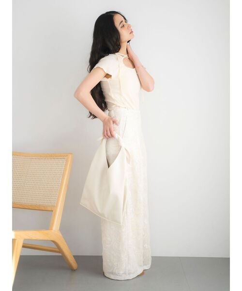 Ungrid(アングリッド)の「レースタックワイドパンツ(その他パンツ・レディース・ブラック/アイボリー・FREE)」の9枚目の写真