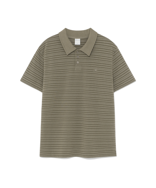 THECOLDESTMOMENT(ザコールデストモーメント)の「TCM stripe pk T (khaki brown)(ポロシャツ・レディース・その他・MEDIUM/LARGE/SMALL)」の2枚目の写真