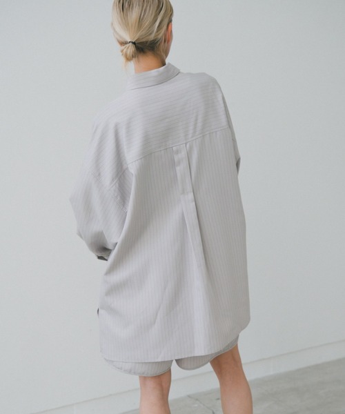 lit(リット)の「Stripe Stitch Over Shirt(シャツ/ブラウス・レディース・グレイッシュベージュ/チャコールグレー・FREE)」の21枚目の写真