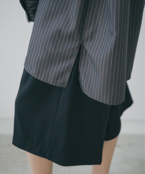 lit(リット)の「Stripe Stitch Over Shirt(シャツ/ブラウス・レディース・グレイッシュベージュ/チャコールグレー・FREE)」の8枚目の写真