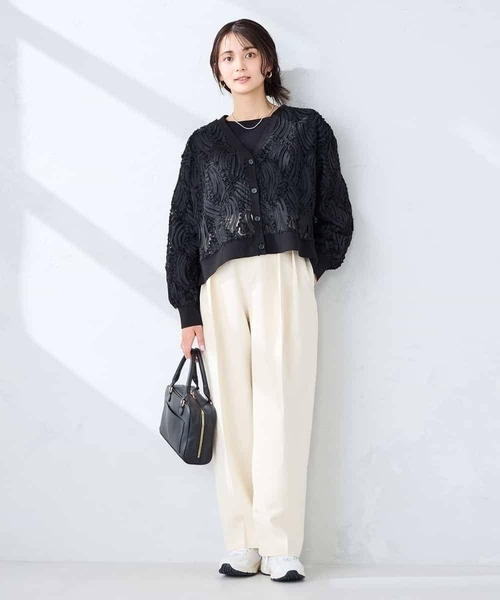 a.v.v(アーヴェヴェ)の「チュール刺繍レースカーディガン(カーディガン/ボレロ・レディース・アイボリー/ブラック・39)」の13枚目の写真