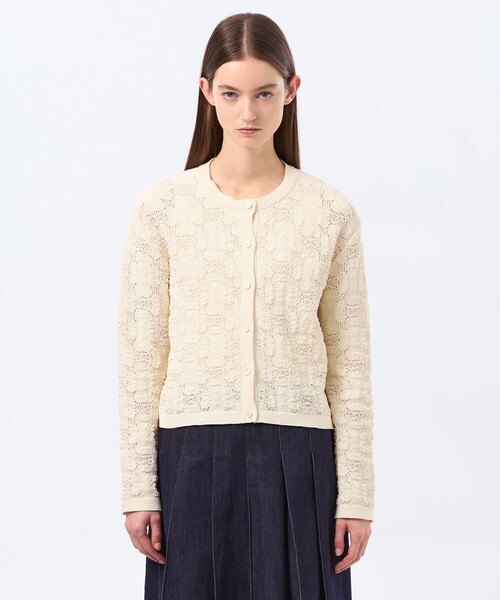 MACKINTOSH PHILOSOPHY（ﾏｯｷﾝﾄｯｼｭ ﾌｨﾛｿﾌｨｰ）の「【LEE4月号/蛯原友里さん着用】ラッケンブースニットカーディガン（カーディガン/ボレロ・レディース・ブルー系その他3/オフホワイト/ダークネイビー・38）」の8枚目の写真