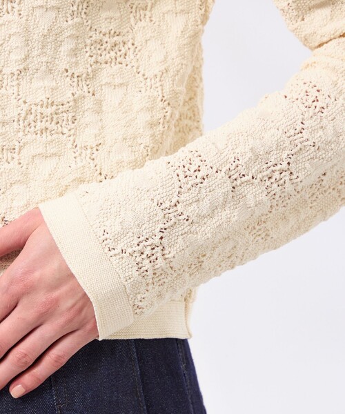 MACKINTOSH PHILOSOPHY（ﾏｯｷﾝﾄｯｼｭ ﾌｨﾛｿﾌｨｰ）の「【LEE4月号/蛯原友里さん着用】ラッケンブースニットカーディガン（カーディガン/ボレロ・レディース・ブルー系その他3/オフホワイト/ダークネイビー・38）」の11枚目の写真