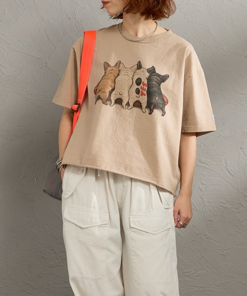 The Endless Summer（エンドレスサマー）の「[THE ENDLESS SUMMER/エンドレスサマー] 別注  4BUHIプリント カットオフTシャツ（Tシャツ/カットソー・レディース・ベージュ/ホワイト/グレー・F）」の19枚目の写真
