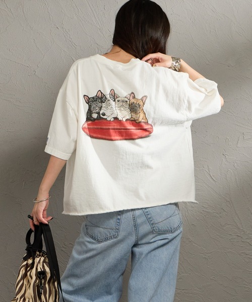 The Endless Summer（エンドレスサマー）の「[THE ENDLESS SUMMER/エンドレスサマー] 別注  4BUHIプリント カットオフTシャツ（Tシャツ/カットソー・レディース・ベージュ/ホワイト/グレー・F）」の11枚目の写真