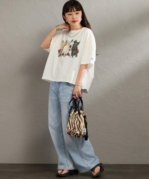 The Endless Summer（エンドレスサマー）の「[THE ENDLESS SUMMER/エンドレスサマー] 別注  4BUHIプリント カットオフTシャツ（Tシャツ/カットソー・レディース・ベージュ/ホワイト/グレー・F）」の12枚目の写真