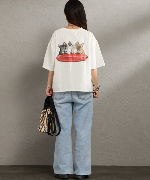 The Endless Summer（エンドレスサマー）の「[THE ENDLESS SUMMER/エンドレスサマー] 別注  4BUHIプリント カットオフTシャツ（Tシャツ/カットソー・レディース・ベージュ/ホワイト/グレー・F）」の14枚目の写真