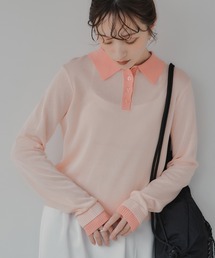 210nouve | リネンタッチ ポロ襟 配色 ニット プルオーバー(ニット/セーター)