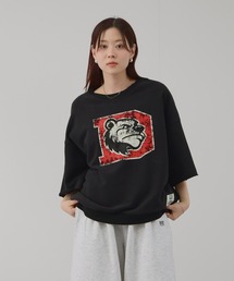 DISCUS カレッジロゴプリントワイドスウェットTシャツ