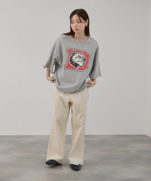 DISCUS（ディスカス）の「DISCUS カレッジロゴプリントワイドスウェットTシャツ（Tシャツ/カットソー・レディース・サックスブルー/ブラック/杢グレー・M）」の9枚目の写真