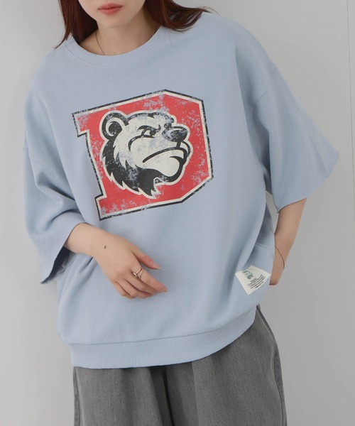 DISCUS（ディスカス）の「DISCUS カレッジロゴプリントワイドスウェットTシャツ（Tシャツ/カットソー・レディース・サックスブルー/ブラック/杢グレー・M）」の10枚目の写真