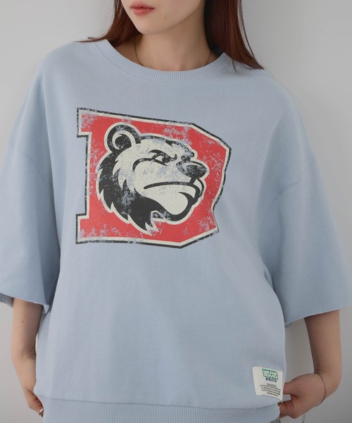 DISCUS（ディスカス）の「DISCUS カレッジロゴプリントワイドスウェットTシャツ（Tシャツ/カットソー・レディース・サックスブルー/ブラック/杢グレー・M）」の11枚目の写真