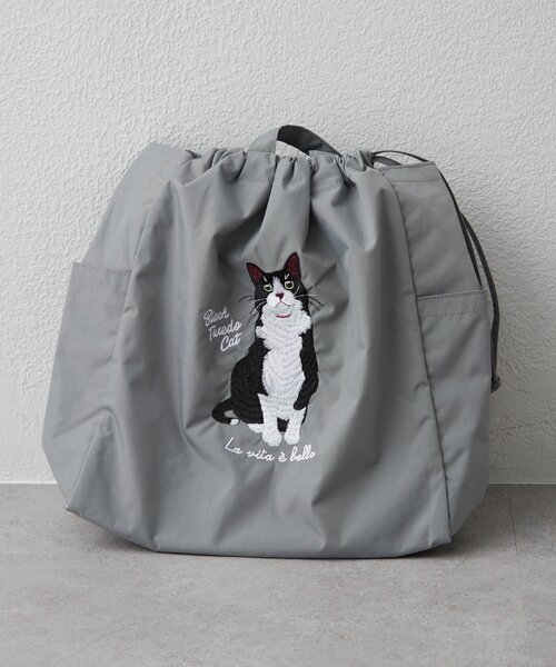 セール】【お散歩にもぴったり♪】アニマル刺繍巾着トートバッグ