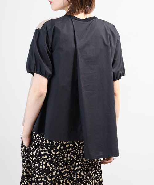 Anna Nicola(アンナニコラ)の「Anna Nicola 異素材切替アシンメトリープルオーバー 日本製 半袖(Tシャツ/カットソー・レディース・ブラック/カーキ/ネイビー・38)」の15枚目の写真