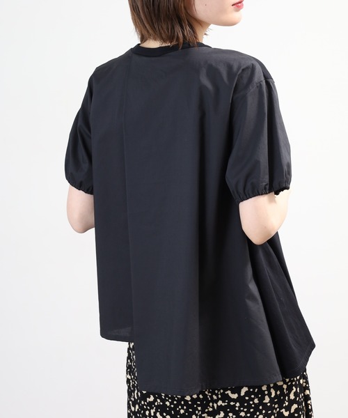 Anna Nicola(アンナニコラ)の「Anna Nicola 異素材切替アシンメトリープルオーバー 日本製 半袖(Tシャツ/カットソー・レディース・ブラック/カーキ/ネイビー・38)」の16枚目の写真