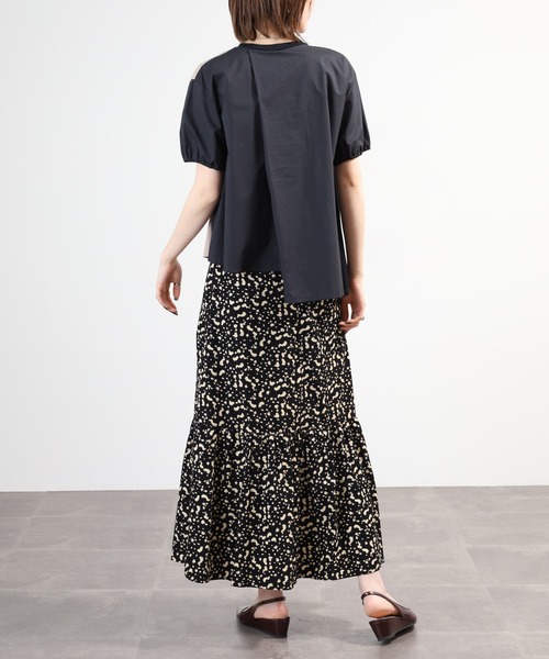 Anna Nicola(アンナニコラ)の「Anna Nicola 異素材切替アシンメトリープルオーバー 日本製 半袖(Tシャツ/カットソー・レディース・ブラック/カーキ/ネイビー・38)」の19枚目の写真
