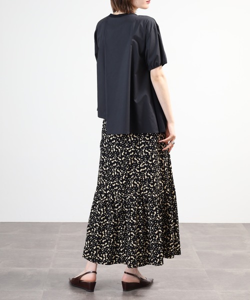 Anna Nicola(アンナニコラ)の「Anna Nicola 異素材切替アシンメトリープルオーバー 日本製 半袖(Tシャツ/カットソー・レディース・ブラック/カーキ/ネイビー・38)」の20枚目の写真