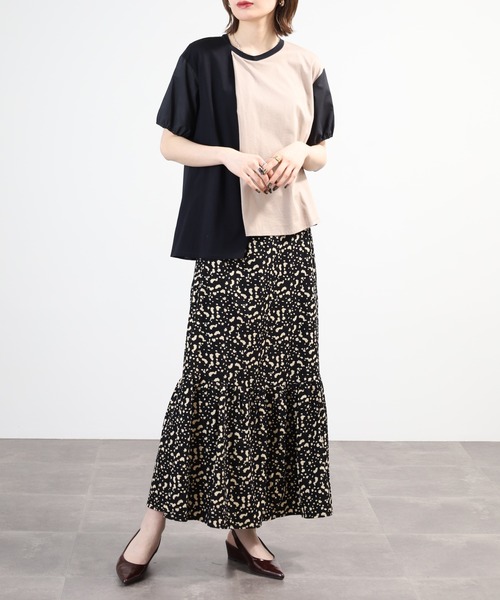 Anna Nicola(アンナニコラ)の「Anna Nicola 異素材切替アシンメトリープルオーバー 日本製 半袖(Tシャツ/カットソー・レディース・ブラック/カーキ/ネイビー・38)」の17枚目の写真