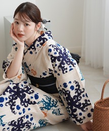 2026新作［utatane×Acka.］浴衣4set 菖蒲と糸菊 white・navy（浴衣
