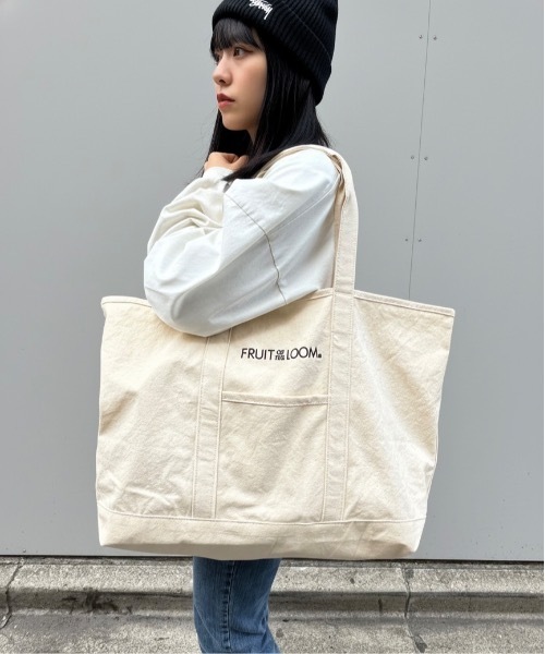 FRUIT OF THE LOOM(フルーツオブザルーム)の「FRUIT OF THE LOOM / FTL EX CANVAS BIG TOTE BAG / 81634700(トートバッグ・レディース・ピンク/ホワイト/グリーン/グレー/イエロー・ONESIZE)」の2枚目の写真