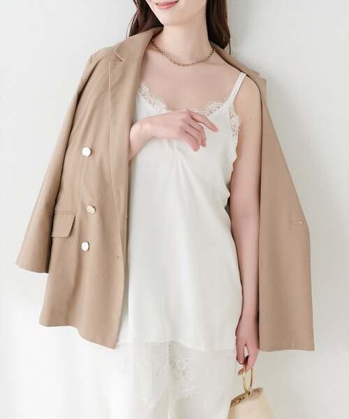 natural couture(ナチュラルクチュール)の「レースキャミ(シャツ/ブラウス・レディース・ブラック/オフホワイト/ドット・FREE)」の3枚目の写真