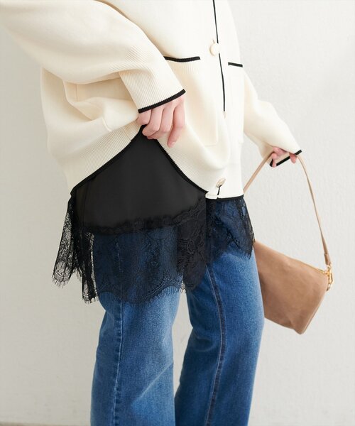natural couture(ナチュラルクチュール)の「レースキャミ(シャツ/ブラウス・レディース・ブラック/オフホワイト/ドット・FREE)」の1枚目の写真