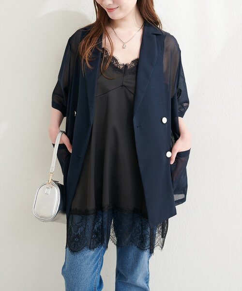 natural couture(ナチュラルクチュール)の「レースキャミ(シャツ/ブラウス・レディース・ブラック/オフホワイト/ドット・FREE)」の18枚目の写真