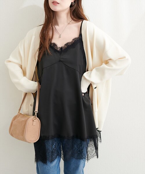 natural couture(ナチュラルクチュール)の「レースキャミ(シャツ/ブラウス・レディース・ブラック/オフホワイト/ドット・FREE)」の15枚目の写真