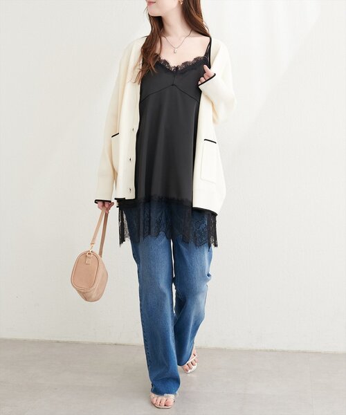natural couture(ナチュラルクチュール)の「レースキャミ(シャツ/ブラウス・レディース・ブラック/オフホワイト/ドット・FREE)」の14枚目の写真