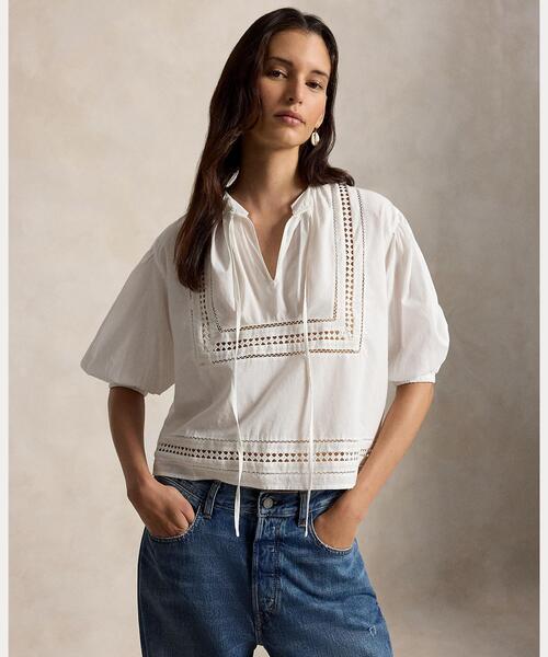 レーストリム コットン シャツ（シャツ/ブラウス）｜POLO RALPH LAUREN 