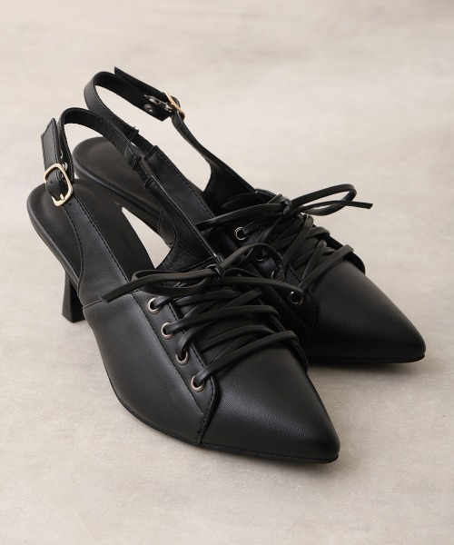 DEMETER(デメテル)の「ポインテッドトゥ レースアップ バックストラップ パンプス(パンプス・レディース・ブラック/ホワイト・LL/L/M/S)」の22枚目の写真