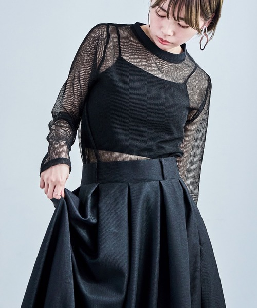 Fashion Letter(ファッションレター)の「コードメッシュ ロングスリーブTシャツ(Tシャツ/カットソー・レディース・ブラウン/ブラック/ベージュ・M)」の2枚目の写真