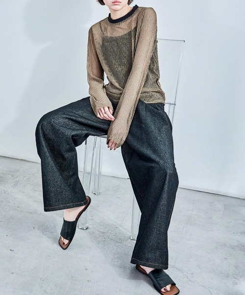 Fashion Letter(ファッションレター)の「コードメッシュ ロングスリーブTシャツ(Tシャツ/カットソー・レディース・ブラウン/ブラック/ベージュ・M)」の5枚目の写真
