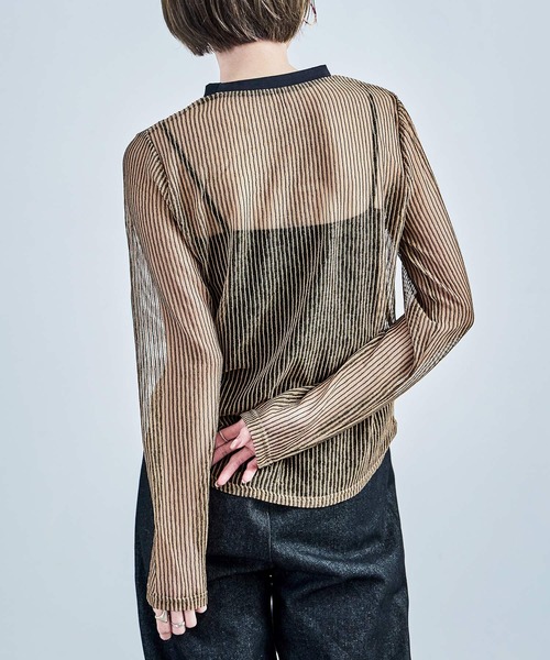 Fashion Letter(ファッションレター)の「コードメッシュ ロングスリーブTシャツ(Tシャツ/カットソー・レディース・ブラウン/ブラック/ベージュ・M)」の10枚目の写真