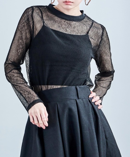 Fashion Letter(ファッションレター)の「コードメッシュ ロングスリーブTシャツ(Tシャツ/カットソー・レディース・ブラウン/ブラック/ベージュ・M)」の14枚目の写真
