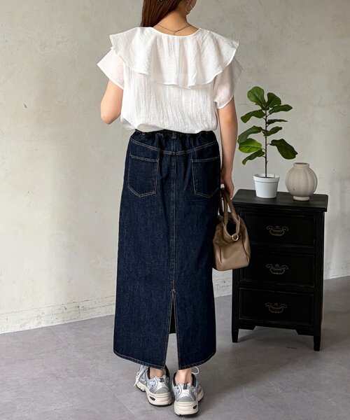 Chez toi(シェトワ)の「ラッフルブラウス(シャツ/ブラウス・レディース・ブラック系その他/オフホワイト/ブラック・FREE)」の9枚目の写真