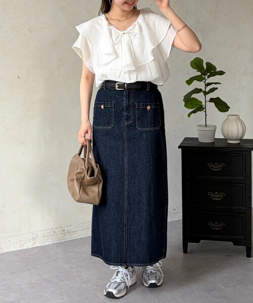 Chez toi(シェトワ)の「ラッフルブラウス(シャツ/ブラウス・レディース・ブラック系その他/オフホワイト/ブラック・FREE)」の11枚目の写真