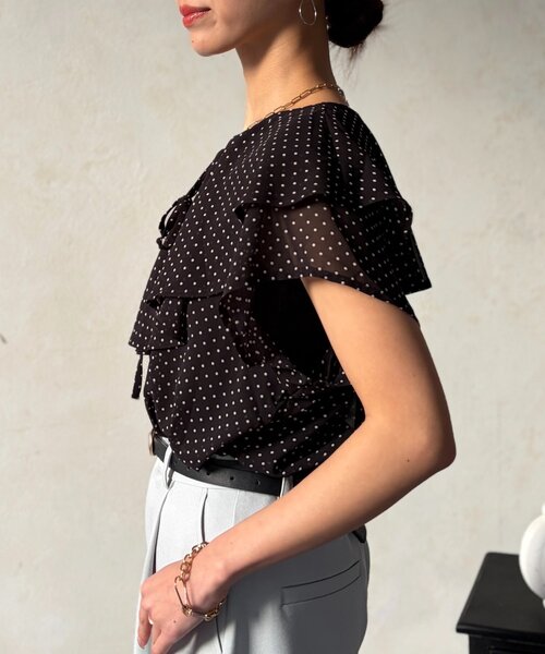 Chez toi(シェトワ)の「ラッフルブラウス(シャツ/ブラウス・レディース・ブラック系その他/オフホワイト/ブラック・FREE)」の22枚目の写真